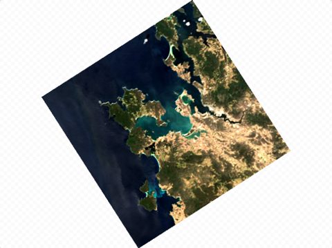 A Sentinel-2 scene warped to south polar stereographic